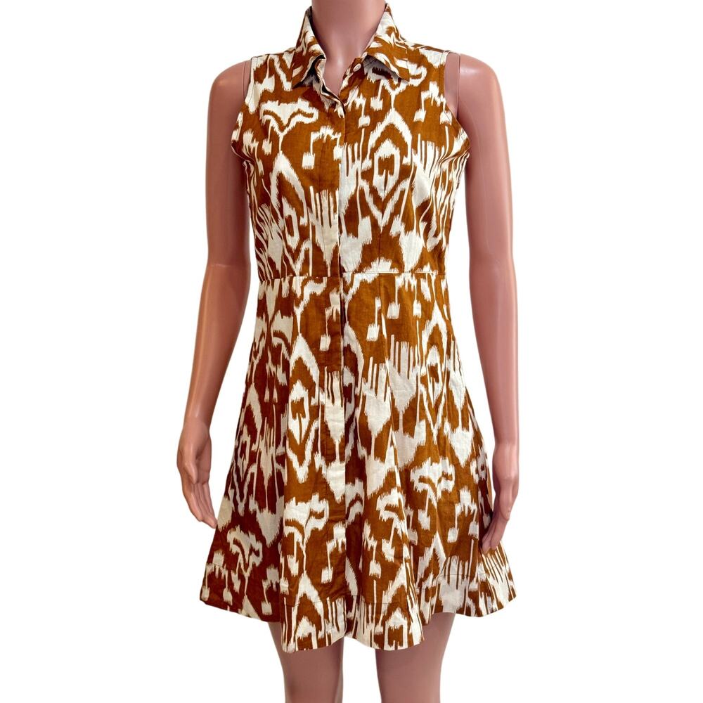 Brown and White Mini Dress